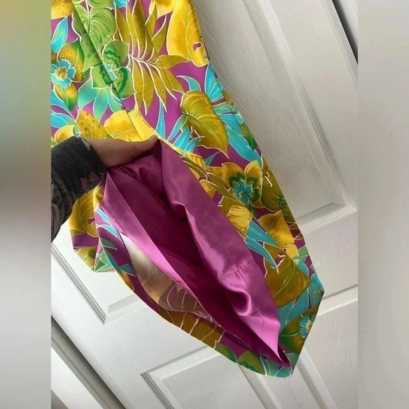 DAVID MEISTER  tropical print sleeveless sheath dress vacationcore size 6 - Picture 6 of 9